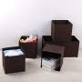 BASTUO 6 Storage Bins Foldable Non-Woven Fabric Boxes Storage Organizer Closet Basket Container for Shelf Brown