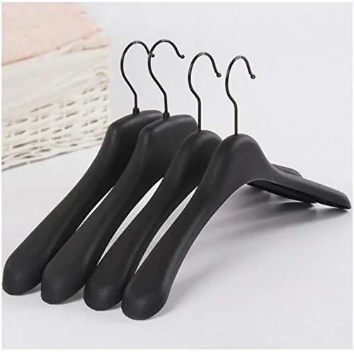 Black Thick Wide Shoulder Plastic Clothes Hanger Decoration for Coats Jacket and Fur 10 Pieces Black Thick Wide Shoulder Plastic Clothes Hanger Decoration for Coats Jacket and Fur 10 Pieces