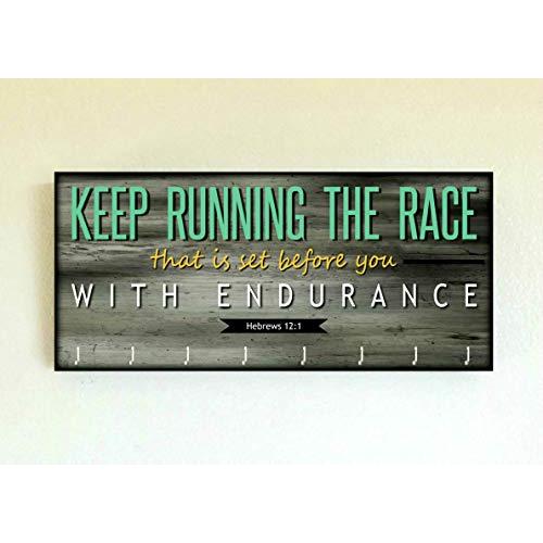 Race Medal Holder/Running Medal Hanger KEEP RUNNING THE RACE THAT IS SET BEFORE YOU HEBREWS 12:1- Wood Wall Mounted Medal Organizer. CUSTOMIZATION Available