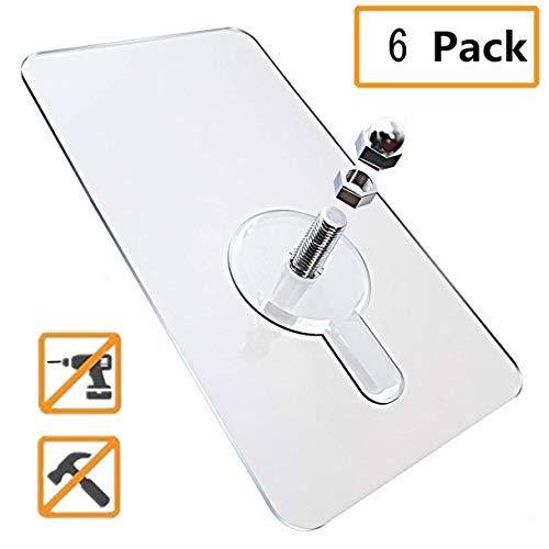 Sendida Wall Mount Adhesive Screws - Tools Free Screws Base for Hooks, Replacement and Reusing for Hanger (No Hanger Hooks Included)- 6 Pack