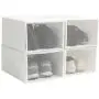 YueYue Foldable Fabric Shoe Storage Box,4 Pack Stackable Shoe Boxes Holder with Mesh Cloth Fabric Window White (13.3/8.85/5.9 Inch) YueYue Foldable Fabric Shoe Storage Box,4 Pack Stackable Shoe Boxes Holder with Mesh Cloth Fabric Window White (13.3/8.85/5.9 Inch)