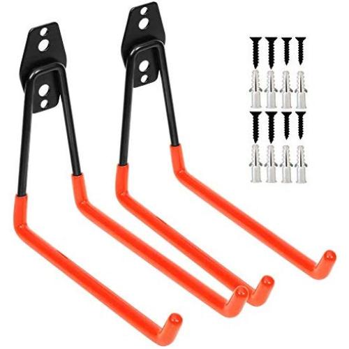 Heavy Duty Garage Storage Utility Double Hooks,Extended Wall Mount Tool Holder Organizer for Ladders,Bike,Chair (2 Pack Orange 7.5" Large U Hook) Heavy Duty Garage Storage Utility Double Hooks,Extended Wall Mount Tool Holder Organizer for Ladders,Bike,Chair (2 Pack Orange 7.5" Large U Hook)