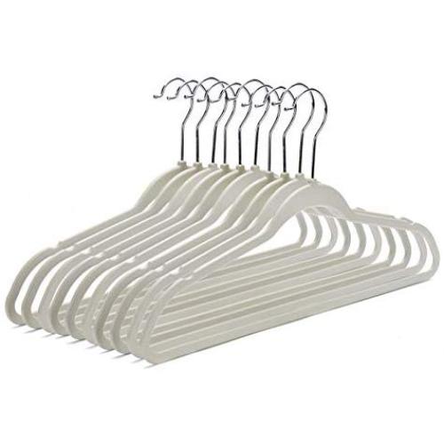 Quality Plastic Non Velvet Non-Flocked Hangers Swivel Hook Ivory (50)