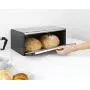 Brabantia Fall Front Bread Boxes - Brilliant Steel with Black Sides, 163463 Brabantia Fall Front Bread Boxes - Brilliant Steel with Black Sides, 163463