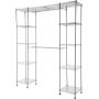 AmazonBasics Expandable Metal Hanging Storage Organizer Rack Wardrobe with Shelves, 14"-63" x 58"-72", Chrome