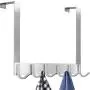 IBosins Over The Door Hanger Hook, Stainless Steel Heavy Duty Organizer Hooks Hanger, 6 Hooks Rack for Heavy Coat, Big Bags, Towel, Robe