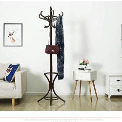 Cxjff Floor Standing Coat Rack Stable Design Hanger Clothes 12 Hooks European Style Easy Install, Wood, 3 Colors (Color : Dark Brown, Size : 27x27x184cm)