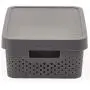 EZOWare Medium Gray Plastic Bubble Shelf Stackable Storage Organizer Basket with Lid Perfect for Storing Household Items