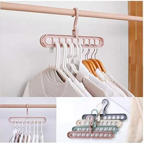 10pcs Random Color Clothes Hangers Multi-Port Support Circle Hook Rack, Space Saver Hangers Magic Clothes Hangers Closet Organizer Hook Rack