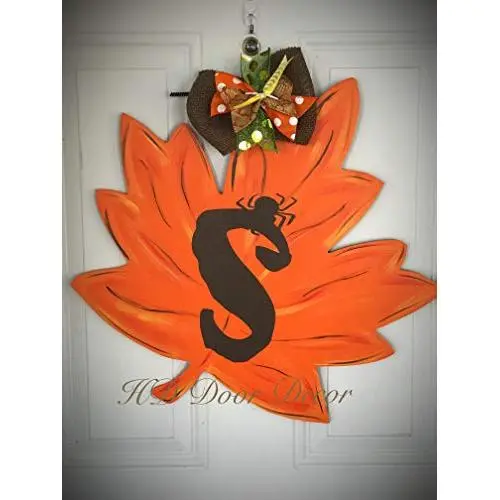 Personalized fall leaf door hanger Thanksgiving wreath