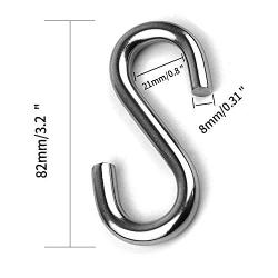 S Hooks,304 Stainless Steel Heavy Duty S Hooks 5PCS, 3.2 inches Long and 5/16 inches Thick,S Shaped Hanging Hook is Used to Hang Any Objects in hammocks, Swings, workshops or garages