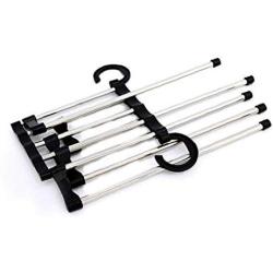 5 in 1 Telescopic Folding Hanger Stainless Steel Pants Hangers Clothes Organizer Space Saver Storage Rack for Hanging
