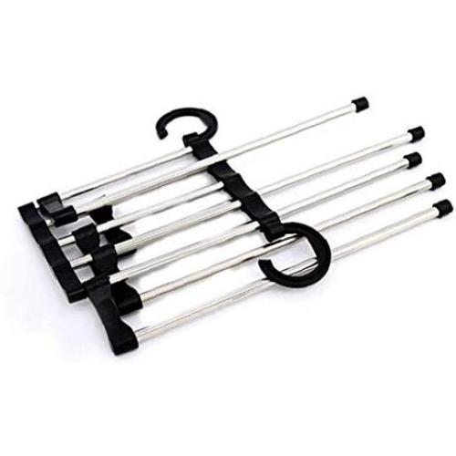 5 in 1 Telescopic Folding Hanger Stainless Steel Pants Hangers Clothes Organizer Space Saver Storage Rack for Hanging