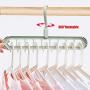 FEIYABDF 5Pack Clothes Hanger Multi-Function Folding Space-Saving Nine-Hole Hanger Creative Telescopic Home 360° Rotation (Green)