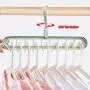 FEIYABDF 5Pack Clothes Hanger Multi-Function Folding Space-Saving Nine-Hole Hanger Creative Telescopic Home 360° Rotation (Green)
