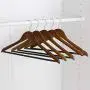Home Basics 5 Pack Wooden Non-Slip Suit Hangers with Pants Bar ? Smooth Finish Solid Wood Coat Hanger 360° Swivel Hook and Cut Notches for Jacket, Pant, Dress Clothes Hangers (Oak) Home Basics 5 Pack Wooden Non-Slip Suit Hangers with Pants Bar ? Smooth Finish Solid Wood Coat Hanger 360° Swivel Hook and Cut Notches for Jacket, Pant, Dress Clothes Hangers (Oak)