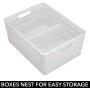 mDesign Plastic Stackable Home Storage Organizer Boxes with Lid Cover for Kitchen, Closet, Pantry, Bedroom, Bathroom, Hallway, Entryway to Hold Household Accessories, Set of 3 - Light Gray/Clear