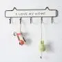 RUZYY Wall Mounted Clothes Hanger 4 Hooks Hat Key Holder Laundry Coat Rack Hanging Storage Shelf for Home - White
