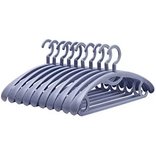 Yuqianjin Multifunctional Plastic Hanger (Pack of 10) Wide Shoulder Strap Hook - Space Saving Clothes Hangers,Rounded Hangers for Coat,Sweater,Jackets,Pants,Shirts (Color : Blue)