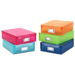 Whitmor Plastic Document Boxes - Assorted Colors (Set of 5)