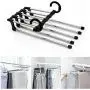 5PC Random Color 5 in 1 Pant Rack Shelves Stainless Steel Clothes Hangers Multi-Functional Wardrobe Magic Hanger