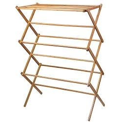 WJL Household Clothes Drying Rack - Bamboo Hangers - Heavy Duty Drying Racks (Size : 14x28x41in)