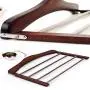Lovt 4-Layers Wooden Pants Hangers, Non Slip Wood Hangers, Space Saving Clothes Hangers with 180° Rotating Hook, Heavy Duty Trousers Hanger, Closet Storage Organizer (Dark Brown)
