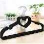 10pcs Random Color Clothes Hangers Plastic Heart-Shaped Flocking Hanger Portable Drying Rack Hanger Home Clothing Organizer