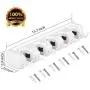 LETMY Broom Holder Wall Mounted - Mop and Broom Holder - Garage Storage Rack&Garden Tool Organizer - 5 Position 6 Hooks for Home, Kitchen, Garden, Tools, Garage Organizing (White, 1 Pack)
