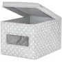 mDesign Soft Stackable Fabric Closet Storage Organizer Holder Boxes - Clear Window, Attached Hinged Lid, for Child/Kids Room, Nursery, Playroom - Polka Dot Print - Large - Gray with White Dots mDesign Soft Stackable Fabric Closet Storage Organizer Holder Boxes - Clear Window, Attached Hinged Lid, for Child/Kids Room, Nursery, Playroom - Polka Dot Print - Large - Gray with White Dots