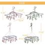 Foldable Clip and Drip Hanger, Socks Hanger Underwear Hanger with 16 Clothespins, Hanger for Drying Towels, Bras, Baby Clothes, Gloves, Collapsible Portable Plastic Laundry Sock Drying Hanger