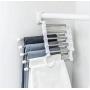 5pcs Random Color 5 in 1 Pant Rack Stainless Steel Clothes Hangers Multi-Functional Wardrobe Magic Hanger