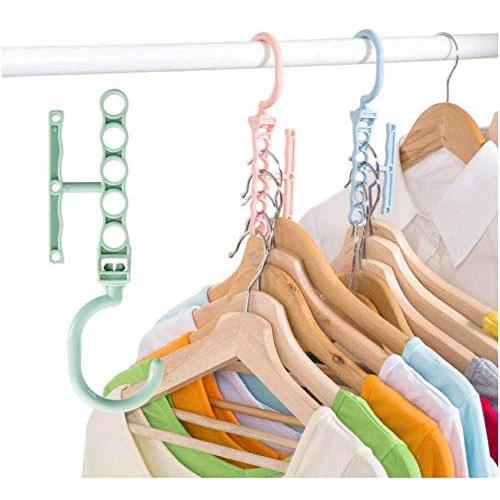 10PC Random Color Creative Multilayer Windproof Hanger Fixed Holder Buckle Household Anti-Slip Clothes Hanger Plastic 5 Circle Hanger Decoration