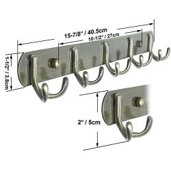 WEBI Coat Rack Wall Mounted,5 Coat Hooks for Hanging Coats,Metal Wall Coat Rack with Hooks Dual Hook Rack Hook Rail Coat Hanger Wall Mount for Clothes Entryway Jacket,Bronze,2 Packs