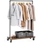 SONGMICS Clothes Rack, Industrial Pipe Style Rolling Garment Rack with Shelf, Lockable Wheels, Heavy Duty Clothing Rack for Laundry Room, Retail Store, Rustic Look UHSR65BX
