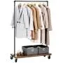 SONGMICS Clothes Rack, Industrial Pipe Style Rolling Garment Rack with Shelf, Lockable Wheels, Heavy Duty Clothing Rack for Laundry Room, Retail Store, Rustic Look UHSR65BX