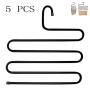 HJYPYJ Magic Hanger,Household Layered Storage Folding Hanger,Non-Slip Iron Trouser Hangers,Applicable Pants,Scarves,Ties Vertical Storage/Black / 5 pcs