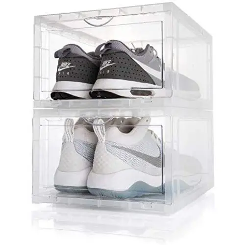 Shoe Sneaker Storage Boxes 2 Pack Clear Stackable Containers Display Drawers Organizer Shoe Sneaker Storage Boxes 2 Pack Clear Stackable Containers Display Drawers Organizer