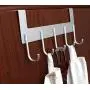 UDENIS Over Door Hanger Hook Heavy-Duty Hanging Clothes,Coat,Bag,Robe,Towel,Bathroom,Closet,Back of Door Hanger,Sturdy Anti-Rust Lightweight 5-Hooks Aluminum Grey