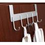 UDENIS Over Door Hanger Hook Heavy-Duty Hanging Clothes,Coat,Bag,Robe,Towel,Bathroom,Closet,Back of Door Hanger,Sturdy Anti-Rust Lightweight 5-Hooks Aluminum Silver