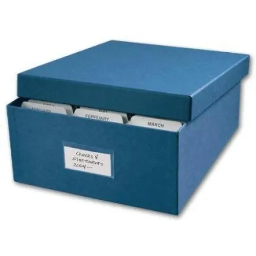 ABC Check Storage Boxes w/ 12 Dividers, 12" x W 9-7/8" x H 4-5/8", Blue ABC Check Storage Boxes w/ 12 Dividers, 12" x W 9-7/8" x H 4-5/8", Blue