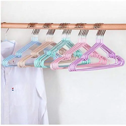 10pcs Random Color Clothes Hanger Children Adult Non-Slip Metal Shirt Trouser Hook Hangers Coat Clothes Stand Wardrobe Accessories