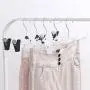 WZP Hanger,Five Loaded Non-Slip Pants Clips,Plastic Hanging Pants Clips,Stainless Steel Telescopic Pants Clips Durable/White/As Shown