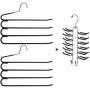 Frank Pressie Heavy Duty Pants Hangers Space Saving Non Slip Skirt Hanger Open Ended Pant Organizer Clothes and Multifunctional Tie Rack for Belts Pack of 3