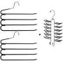 Frank Pressie Heavy Duty Pants Hangers Space Saving Non Slip Skirt Hanger Open Ended Pant Organizer Clothes and Multifunctional Tie Rack for Belts Pack of 3
