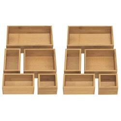 Seville Classics 10-Piece Bamboo Storage Boxes Set, Assorted Sizes