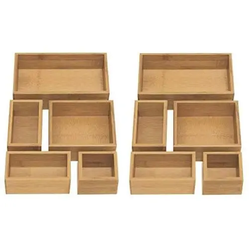 Seville Classics 10-Piece Bamboo Storage Boxes Set, Assorted Sizes Seville Classics 10-Piece Bamboo Storage Boxes Set, Assorted Sizes