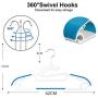 Nabowei Plastic Hangers 20 Pack Multifunctional Space Saving Plastic Hangers for Clothes, Slim & Heavy Duty with Non Slip Rubber Coating, 360° Swivel Hook, Blue, 20 Pack