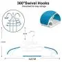 Nabowei Plastic Hangers 20 Pack Multifunctional Space Saving Plastic Hangers for Clothes, Slim & Heavy Duty with Non Slip Rubber Coating, 360° Swivel Hook, Blue, 20 Pack
