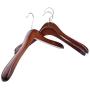 Superior Gugertree Wooden Wide Shoulder Coat Hanger, Women Clothing Hangers with Polished Chrome Hook, Attractive Walnut Finish,3-pack